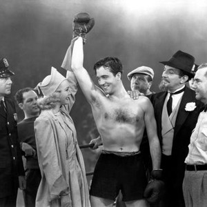 KID NIGHTINGALE, Jane Wyman (raising arm), John Payne (barechested), Max Hoffman Jr. (beard), 1939