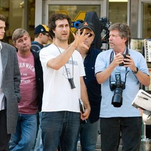 JUMPER, Hayden Christensen (far left), director Doug Liman (center), on set, 2008. TM & ©20th Century Fox. All rights reserved