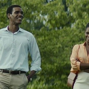 (L-R) Parker Sawyers as Barack Obama and Tika Sumpter as Michelle Robinson in "Southside with You."