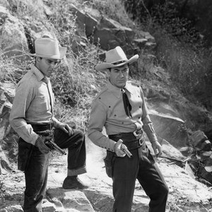 GUN SMOKE, from left: Riley Hill, Johnny Mack Brown, 1945