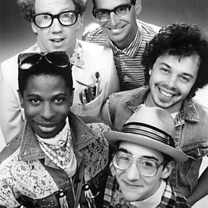 REVENGE OF THE NERDS II, NERDS IN PARADISE, (clockwise from Top L), Timothy Busfield, Robert Carradine, Curtis Armstrong, Andrew Cassese, Larry B. Scott, 1987. TM and Copyright © 20th Century Fox Film Corp. All rights reserved.