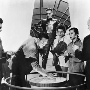 THE 27TH DAY, from left: Azemat Janti,  Gene Barry  Arnold Moss, Valerie French, Marie Tsien,  George Voskovec, 1957