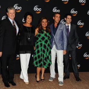 Sam McMurray,Terri Hoyos, Cristela Alonzo, Carlos Ponce, Andrew Leeds at arrivals for Disney ABC Television Group Hosts TCA Summer Press Tour, The Beverly Hilton Hotel, Beverly Hills, CA July 15, 2014. Photo By: Dee Cercone/Everett Collection