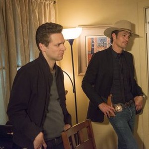 Justified, Jacob Pitts (L), Timothy Olyphant (R), 'The Trash and the Snake', Season 6, Ep. #4, 02/10/2015, ©FX