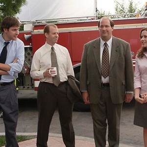 The Office, from left: John Krasinski, Paul Lieberstein, Brian Baumgartner, Jenna Fischer, 03/24/2005, ©NBC