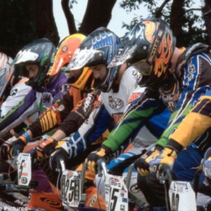 (L to R) Alan Foster, Steve Veltman, Justin Loffredo, Andy Contes, John Purse, and Jason Richardson are lined up and ready to go in the Men's Downhill BMX race. photo 19