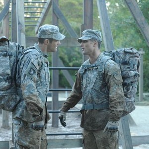 Enlisted, Geoff Stults (L), Parker Young (R), 'Army Men', Season 1, Ep. #12, 06/15/2014, ©FOX