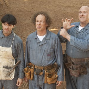 (L-R) Chris Diamantopoulos as Moe, Sean Hayes as Larry and Will Sasso as Curly in "The Three Stooges."