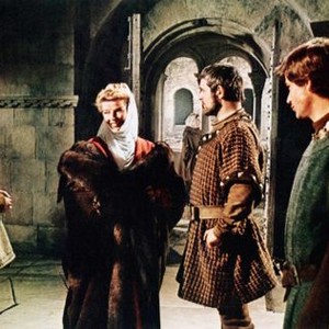 THE LION IN WINTER, from left: Nigel Terry, Katharine Hepburn as Eleanor of Aquitaine, Anthony Hopkins as Richard the Lionhearted, John Castle, 1968