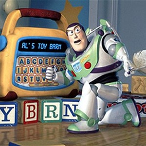 Buzz Lightyear consults Mr. Spell for information in Disney's Toy Story 2