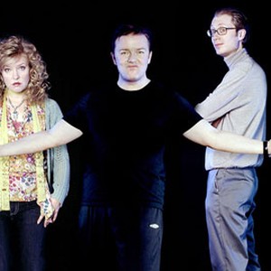 Ashley Jensen, Ricky Gervais and Stephen Merchant (from left)