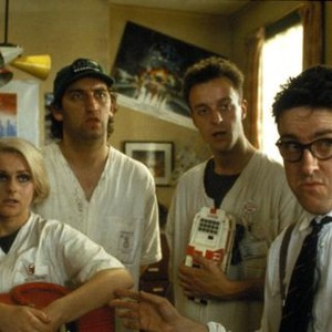 MORONS FROM OUTER SPACE, from left: Joanne Pearce, Jimmy Nail, Paul Bown, Griff Rhys Jones, 1985. ©MGM