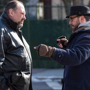 THE DROP, from left: James Gandolfini, director Michael R. Roskam, on set, 2014. ph: Barry Wetcher/TM & copyright ©Fox Searchlight. All rights reserved