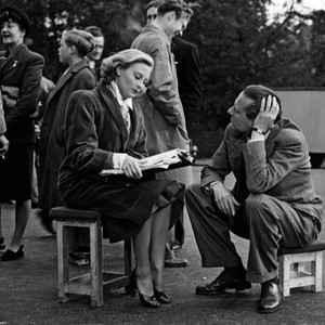 THE FALLEN IDOL, seated from left: Michele Morgan, director Carol Reed on set, 1948