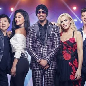 Ken Jeong, Nicole Scherzinger, Nick Cannon, Jenny McCarthy and Robin Thicke (from left)