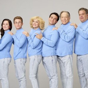 Hayley Orrantia, Sean Giambrone, Wendi McLendon-Covey, Troy Gentile, George Segal and Jeff Garlin (from left)