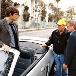 HOLLYWOOD HOMICIDE, Josh Hartnett, director Ron Shelton, Harrison Ford on the set, 2003, (c) Columbia
