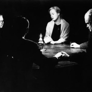 SEANCE ON A WET AFTERNOON, Richard Attenborough (left), Kim Stanley (center), Patrick Magee (right), 1964