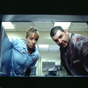 (L-R) Mackenzie Phillips as Nurse Harding and Brendan Coyle as Damon in "The Jacket."
