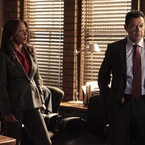 Castle, Penny Johnson Jerald (L), Carlos Gomez (R), 'In the Belly of the Beast', Season 6, Ep. #17, 03/03/2014, ©ABC