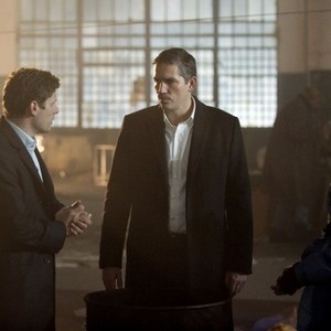 Person of Interest, Matt Lauria (L), Jim Caviezel (C), Deirdre O'Connell (R), 'Risk', Season 1, Ep. #16, 02/23/2012, ©CBS