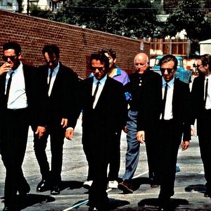 RESERVOIR DOGS, Michael  Madsen, Quentin Tarantino, Harvey Keitel, Christopher Penn, Lawrence Tierney, Tim Roth, Steve Buscemi, Edward Bunker, 1992. (c) Miramax Films.