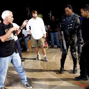XXX: STATE OF THE UNION, director Lee Tamahori, Samuel L.Jackson, Ice Cube on set, 2005, (c) Columbia