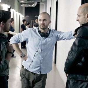 WELCOME TO THE PUNCH, FROM LEFT: JAMES MCAVOY, DIRECTOR ERAN CREEVY, MARK STRONG, ON SET, 2013. PH: CHRIS RAPHAEL/©IFC FILMS