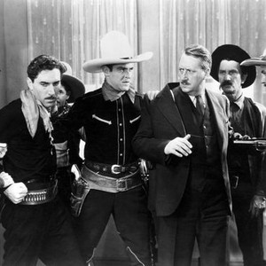 GUN JUSTICE, second, fourth, fifth and sixth from left: Hooper Atchley, Ken Maynard, William Gould, Hank Bell, 1933