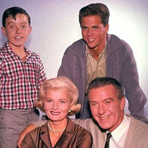 Jerry Mathers, Tony Dow, Hugh Beaumont and Barbara Billingsley (clockwise from top left)
