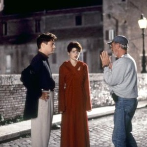 ONLY YOU, Robert Downey Jr., Marisa Tomei, director Norman Jewison, on set, 1994. ©TriStar Pictures