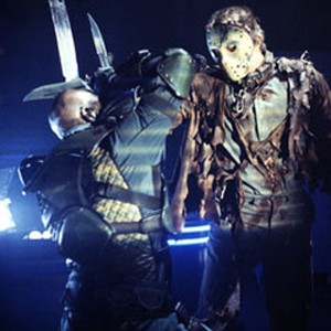 (left to right) Peter Mensah battles Kane Hodder as Jason Voorhees in New Line Cinema's, JASON X.