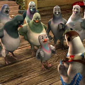 A brave-but-undersized pidgeon named Valiant (center, voiced by Ewan McGregor) gets a chance to meet his hero, the much-decorated Wing Commander Gutsy (center right, voiced by Hugh Laurie). photo 7