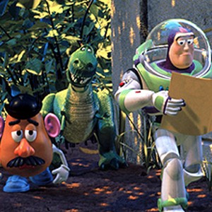 (L-R) Slinky Dog, Mr. Potato Head, Rex and Buzz Lightyear in Disney's "Toy Story 2."