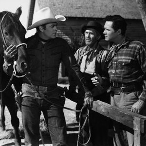 SHERIFF OF WICHITA, from left: Allan Lane, Eddy Waller, Clayton Moore, 1949