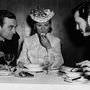 MADELEINE, from left: director David Lean, Ann Todd, Ivan Desny at lunch on set, 1950