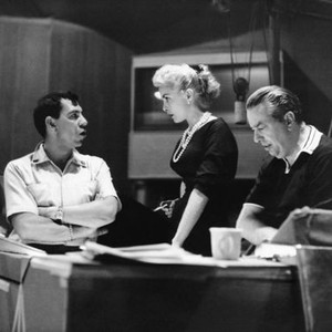 PETE KELLY'S BLUES, from left, star and director Jack Webb, Janet Leigh, composer Ray Heindorf, on-set, 1955