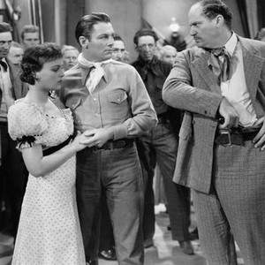 DRIFT FENCE, front from left: Katherine DeMille, Tom Keene, Richard Alexander, 1936