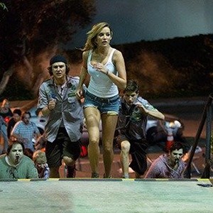 (L-R) Logan Miller as Carter, Sarah Dumont as Denise and Tye Sheridan as Ben in "Scouts Guide to the Zombie Apocalypse."