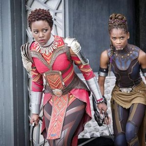 BLACK PANTHER, FROM LEFT: LUPITA NYONG'O, LETITIA WRIGHT, 2018. PH: MATT KENNEDY/© MARVEL/© WALT DISNEY STUDIOS MOTION PICTURES
