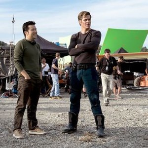 STAR TREK BEYOND, from left: director Justin Lin, Chris Pine, on set, 2016. ph: Kimberley French/© Paramount Pictures