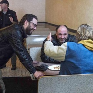 THE DROP, from left: director Michael R. Roskam, James Gandolfini, Matthias Schoenaerts, on set, 2014. ph: Barry Wetcher/TM & copyright ©Fox Searchlight. All rights reserved