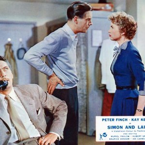 SIMON AND LAURA, from left: Peter Finch, Ian Carmichael, Muriel Pavlow, 1955