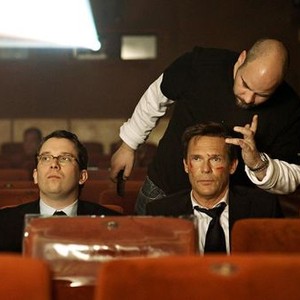 JERRY COTTON, from left: Christian Ulmen, Christian Tramitz, art director Georg Korpas, on set, 2010