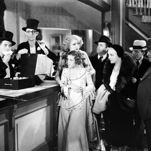 HOOK, LINE AND SINKER, standing behind desk: Bert Wheeler, Robert Woolsey, standing at desk: Dorothy Lee, Jobyna Howland, Natalie Moorhead 9standing center in black), 1930