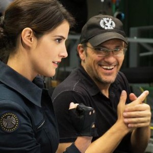 CAPTAIN AMERICA: THE WINTER SOLDIER, from left: Cobie Smulders, director Anthony Russo, on set, 2014. ph: Zade Rosenthal/©Walt Disney Studios Motion Pictures