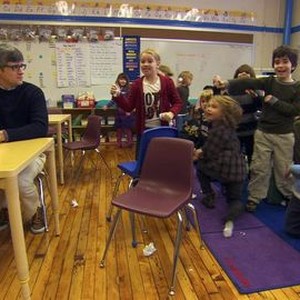 ELECTORAL DYSFUNCTION, Mo Rocca with 3rd grade class acting out a mock election, 2012, ©PBS