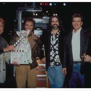 Siegfried & Roy pose with Director Brett Leonard, Producer Michael Lewis and Executive Producer Bernie Yuman in "Siegfried & Roy: The Magic Box." photo 3