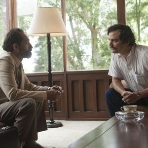 Narcos, Bruno Bichir (L), Wagner Moura (R), 'You Will Cry Tears of Blood', Season 1, Ep. #7, 08/28/2015, ©NETFLIX