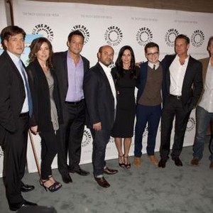 Bill Lawrence, Christa Miller, Josh Hopkins, Ian Gomez, Courtney Cox, Dan Byrd, Brian Van Holt, Kevin Biegel at arrivals for COUGAR TOWN Third Season Premiere Screening and Panel, Paley Center for Media, Beverly Hills, CA February 8, 2012. Photo By: Emiley